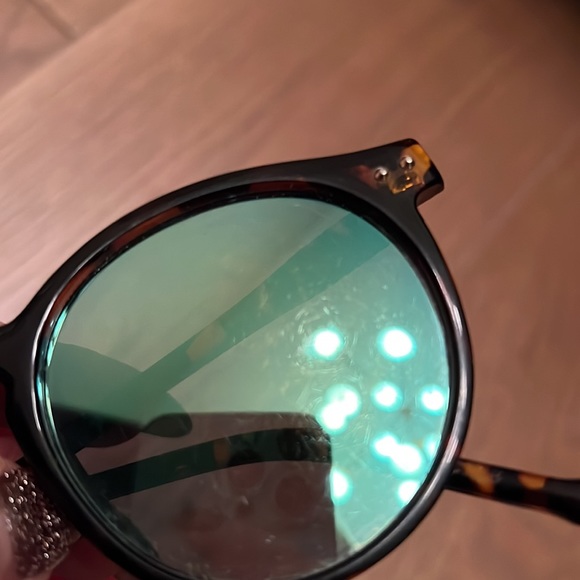 Tortoise Brown Green Reflective Lens Round Sunglasses - Picture 9 of 17